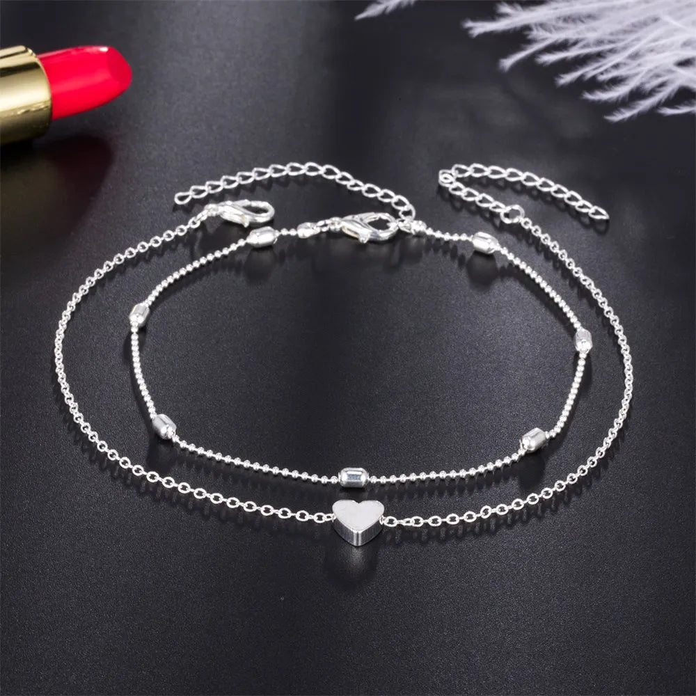 Simple Heart Female Anklets