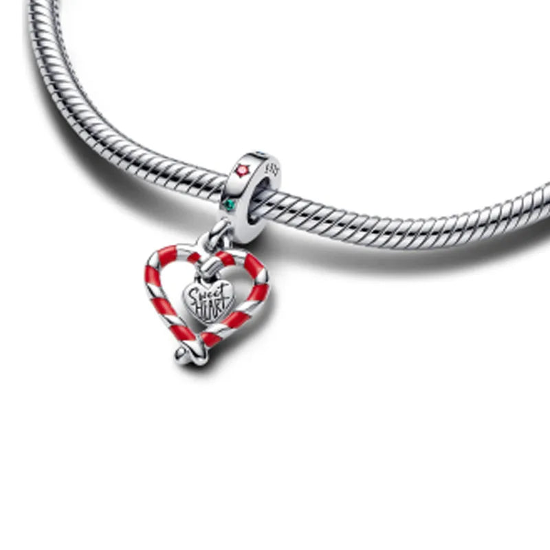 Red Series Gift (Dangle Charms Beads, Plated Fit Original Heart Bracelet, Colorful Rings)