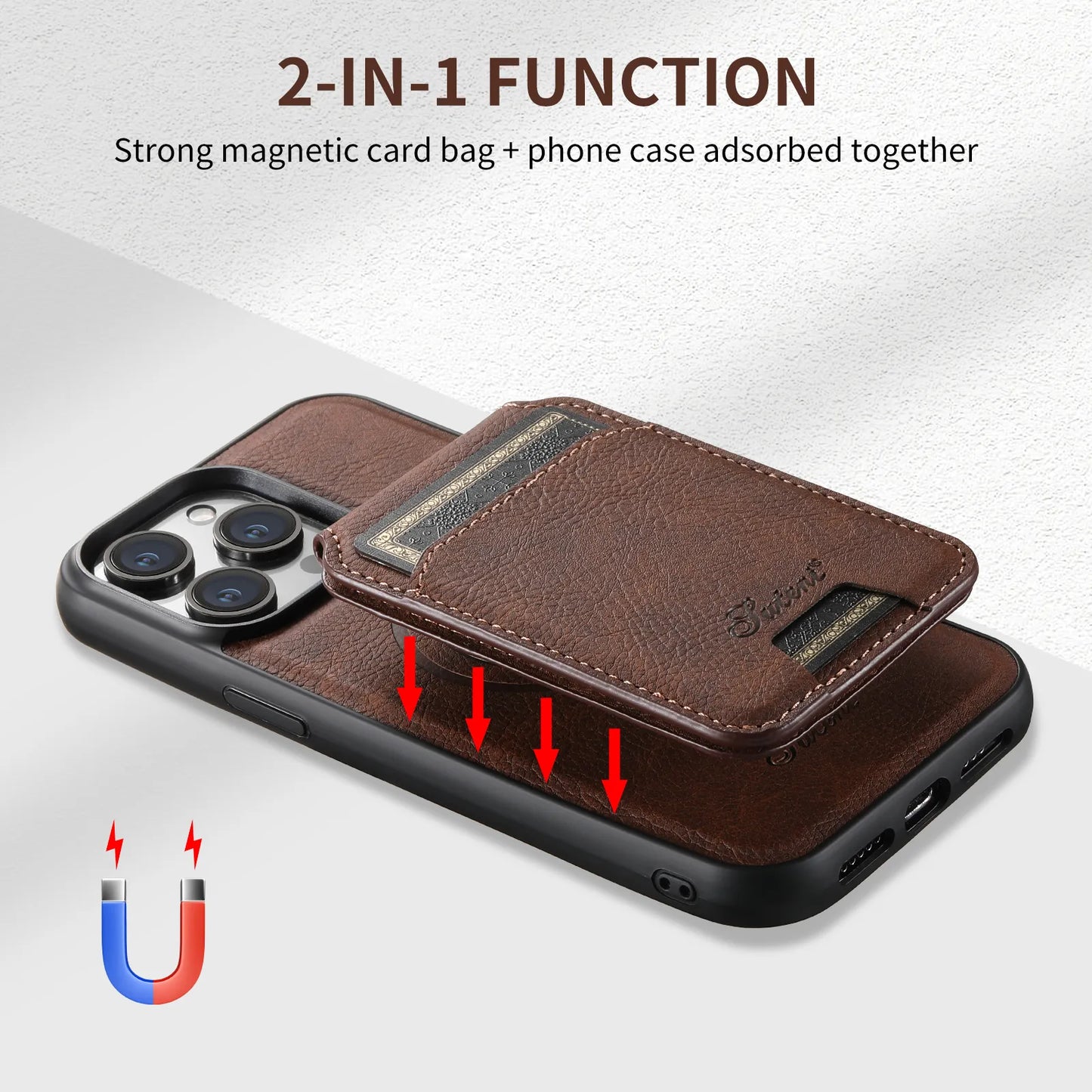 2in1 Leather Wallet Phone Case Card Holder