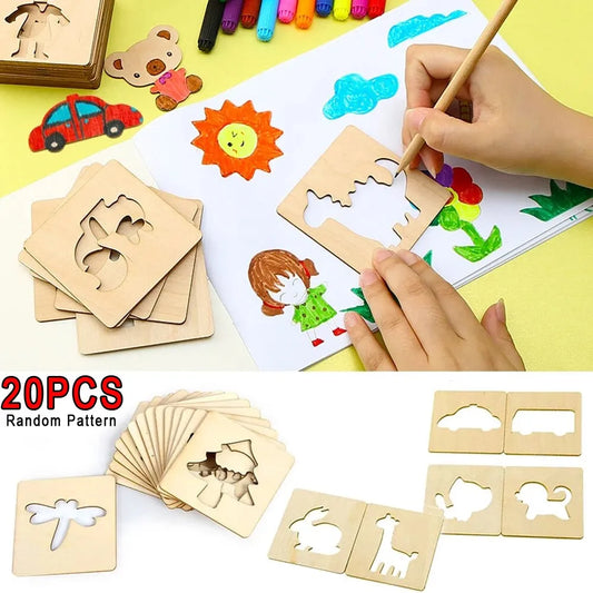 Montessori Kids Drawing Toys, Wooden DIY Painting Template