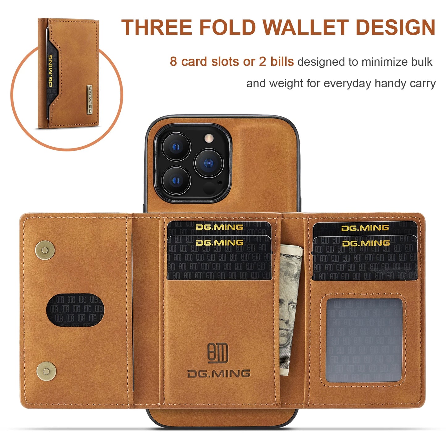 iPhone 15,14,13,12 Families - 2 In 1 Detachable Magnetic Leather Case with Wallet Cards Holder
